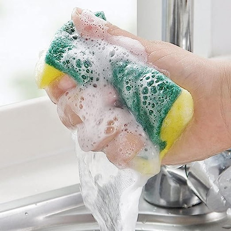 HOMESHOPA Heavy Duty Cellulose Scrub Sponge, 6 pack Dual-Sided Dishwashing