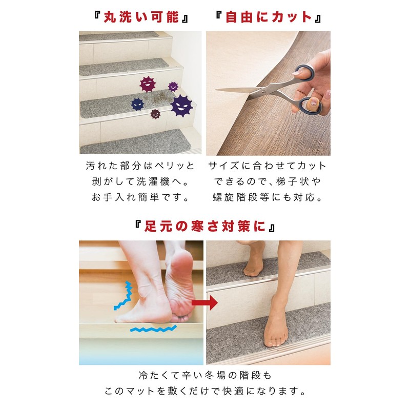 Sango Coral Stair Mat, Adsorption Mat, Stair Slip, Wide, 27.6
