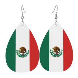 Mexico Flag Leather Earrings Dangle Earrings Lightweight Teardrop Earrings For Women