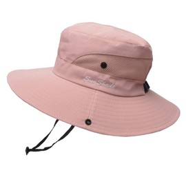 Anvevkn Women's Foldable Sun Hat UV Protection Summer Hat Hiking Hat Fishing Hat Garden Hat Waterproof Outdoor Bush Hat with Adjustable Chin Strap, S-pink