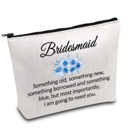 Bridesmaid Cosmetic Bag Bridesmaid Proposal Gift Something Old Something New Something Borrowed Something Blue Bridesmaid Wedding Gift (Something Bridesmaid)