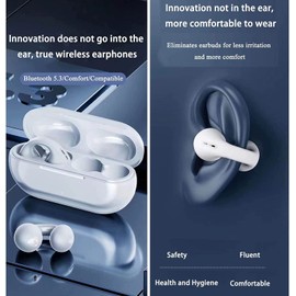 GH-828 Bone Conduction Sound Collector Earphones, Pinching Type, Air Conduction, No Blocking Ears, Open Earphones, LED Display Display, Up to 35 Hours of Music Playback, Built-In Single Earphones,