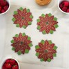 Flower Christmas Beaded Coaster Inches Set of 4