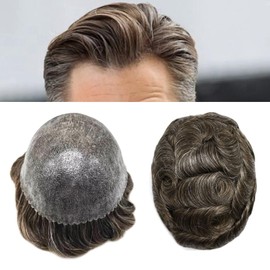 Toupee for Men Human Hair Replacement System Injected Full Poly Skin Mens Hairpieces 0.10mm PU Mens Toupee