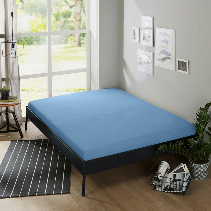 Erwin Müller Fitted Sheet, Erding Terry Stretch Light Blue, Size