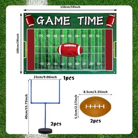 5 PCS Large Football Party Goal Post Decoration Kit with 2 PCS 15.75 in Field Goal Posts 1 PCS 59 in Court Table Runner 2 PCS 3.35IN Footballs for Football Theme Party Supplies