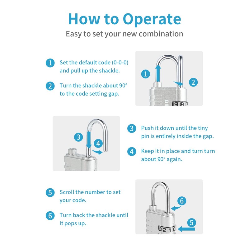 3-Digit Small Combination Lock for Locker - 4 Pack Resettable