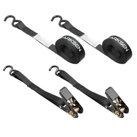 ARSKEN High-Strength 2 pcs Ratchet Tie Down Strap 1" x 197"(2200lb Break Strength) for Heavy Equipment, with Strong S Hook and Corrosion Resistant Metal Button for Rack, Truck, Cargo, Moving & More