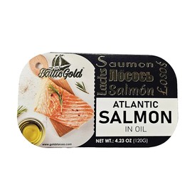 Baltic Gold Atlantic Salmon Fillets - 4.23 oz (120g) - Product of Latvia (In Oil, 11 Pack)