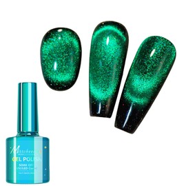 IMGDD 12D Cat Eye Gel Nail Polish, Bright Magnetic Diamond Cateye Glitter Gel Polish for Nail Art for Women (Green 01, 7.5ml)