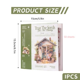 Scrapbook Stickers 50 Sheets Stickers Photo Album Flowers Sticker PET Bullet Journal Sticker Botanical Stickers for Scrapbook Bullet Journal Scrapbook Accessories (Life)