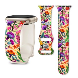 BALQOIFD Sport Bands Compatible with iWatch Band 38mm 40mm 41mm, Funny Soft Wristband Waterproof Replacement Sport Strap for iWatch Bands Series 9 8 7 6 5 4 3 2 1 SE Ultra Colorful Boho Paisley