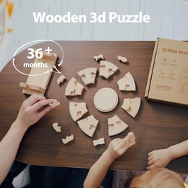 Wooden Puzzles for Toddlers, 3D Puzzles for Kids Multiple Play Wood Construction Toys Montessori Toys with Stands Preschool Learning Toys Ages 3+ Gift for Boys Girls Autistic Children YP-Animal-Shape
