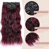 Clip in Hair Extensions 4Pcs Long Wavy Hair Dark Red