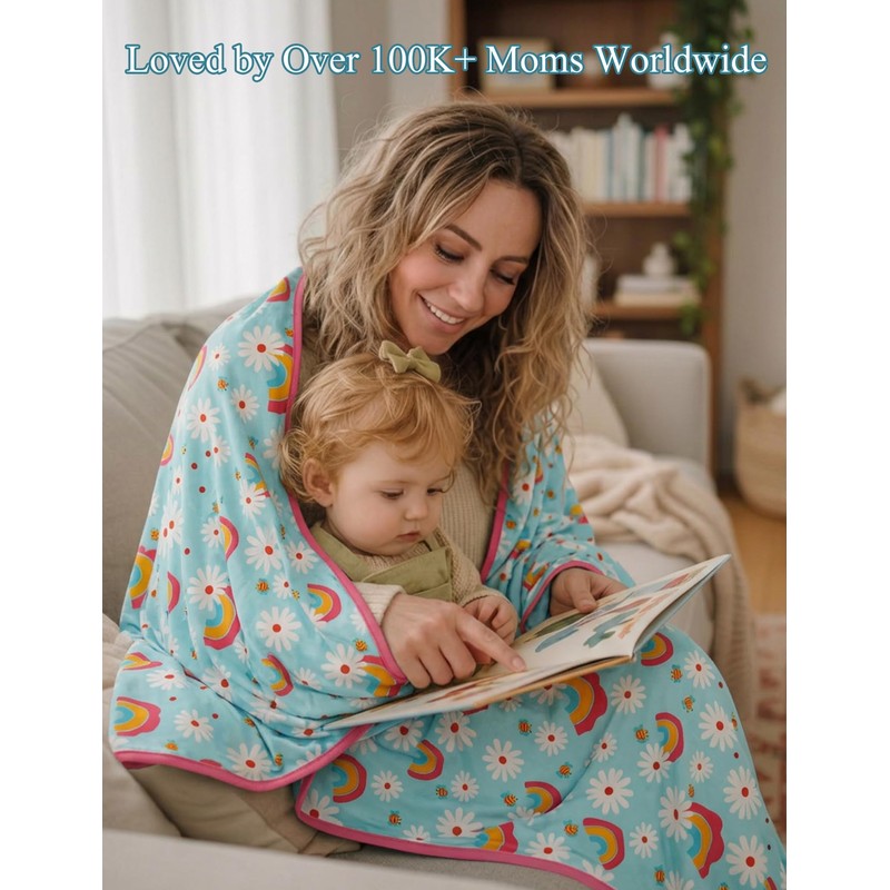 Bamboo Viscose Soft Baby Blankets for Girls Boys 47"*47",Rainbow