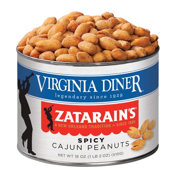 Virginia Diner - Gourmet Zatarains Smoked Cajun Seasoned Virginia Peanuts, 18 Ounce Tin