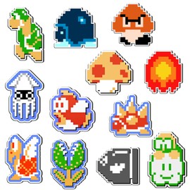 GTOTd Pixel Game Fridge Magnet (Pack of 12) Gifts Merch Cute Cartoon Decoration Bumper Sticker Fridge Metal Magnet Flexible Reusable Magnetic Vinyl