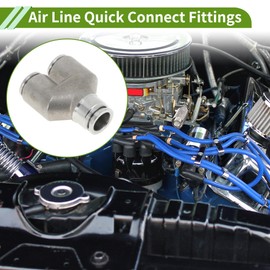 HOPESPANNER Push to Connect Air Fittings 35/64" Y Type Air Line Quick Connector 304 Stainless Steel 1 Pc Silver Tone