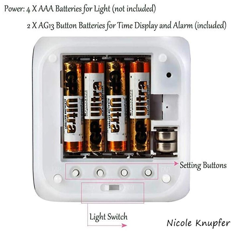 Nicole Knupfer Wolf Wecker Kinder Wecker LED Night Nachttischwecker Quadrat