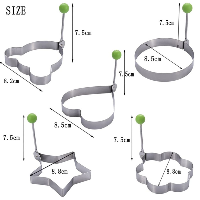 5 x Stainless Steel Fried Egg Moulds, Non-Stick Egg Rings,