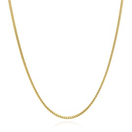 Solid 14K Yellow Gold Over Silver 1.5mm Franco Chain Necklace 16"-30", 16"