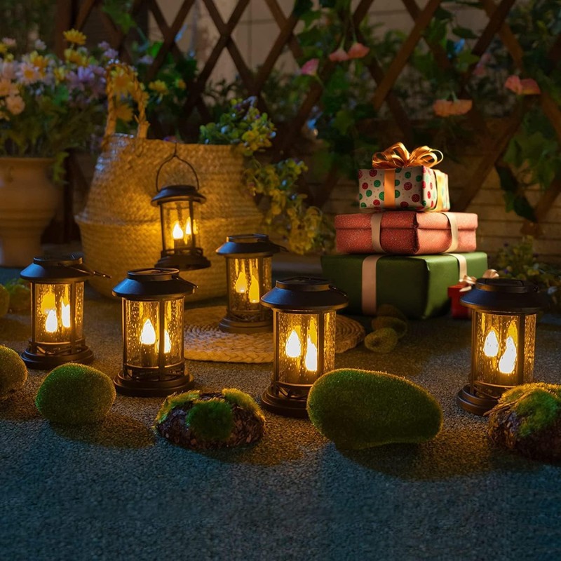 Beautyard Outdoor Solar Candles Lights Flickering Decorative Lantern Stake Lighting