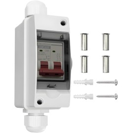 CNLonQcom 63 Amp Solar Disconnect Switch DC500V Circuit Breaker AC 120V/240V Disconnect Box Outdoor IP65 Waterproof