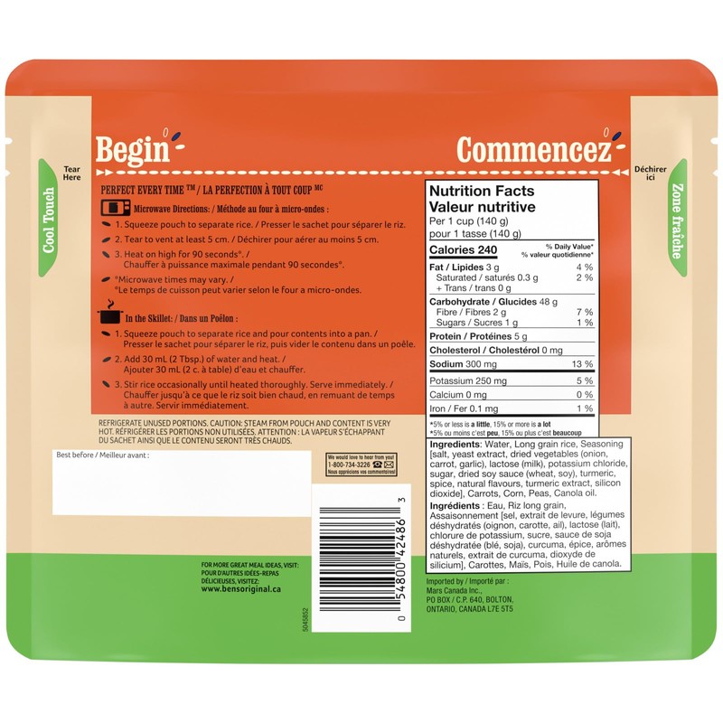 BEN'S ORIGINAL BISTRO EXPRESS Vegetable Medley, Flavoured Rice Side Dish,