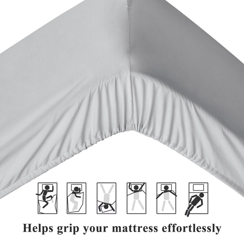 Aisbo Single Fitted Sheet Grey - Extra Deep Pocket Bed