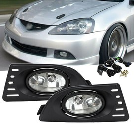 YLT AUTO Front Bumper Running Fog Light Replacement Kit Clear Lens with Pair of Bulbs and Switch Wiring Kit for 2005 2006 Acura RSX 2DR (Left and Right)