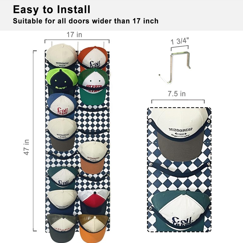 ETOWIFA Hat Organizer Rack for Baseball Caps [Up to 32]