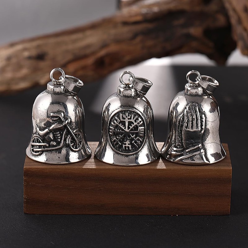 TURTLEDOVE Viking Vegvisir Motorcycle Ride Bell, Stainless Steel Guardian Motorcycle