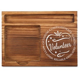THRXOBN Desk Organizer for Volunteers & Service Professionals - Natural Wood with Slots for Notes, Pens, and Small Office Supplies – Practical & Stylish Workspace Solution,WSH36