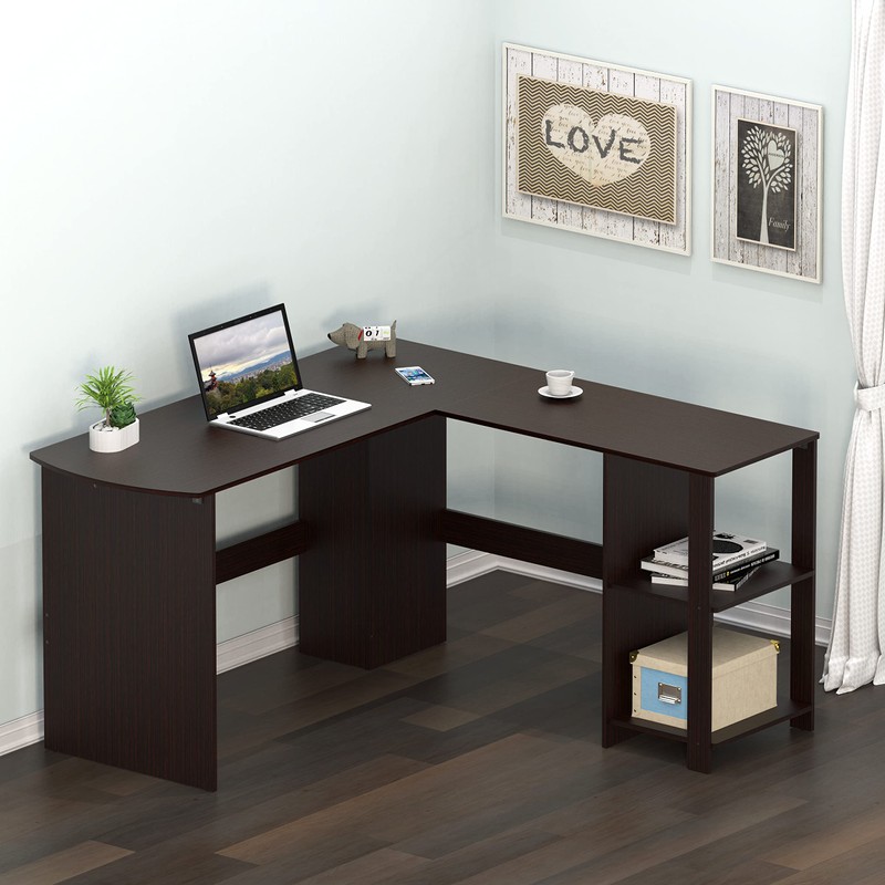 SHW 51 x 51 Inches L-Shaped Home Office Wood Corner