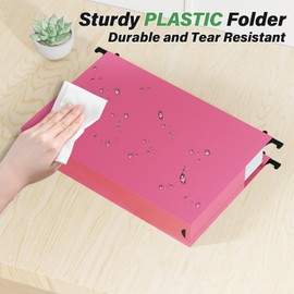 Extra Capacity Legal Plastic Hanging File Folders,2" Expanding Accordian Pocket with Black Insert Gasket,Heavy Duty for Filing Cabinet,Hard and Durable Hang Folders,Legal Size,12 Pack (Assorted Color)