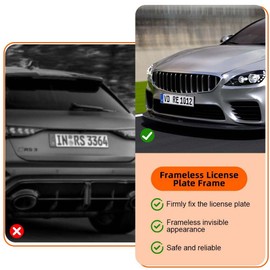 vsshe Portatarga Senza Cornice, 2 pezzi Clip Targa Rimorchio, Supporti Targhe Auto, Unita Porta Targas Auto, Supporto Targas Autos Universale in Acciaio Inox Con viti,per Autos,Rimorchio e Camion,Nero