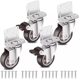 Y&Y Decor 2 Inches L-Shaped Plate Swivel Caster With Brake TPE Rubber Caster Side Mount