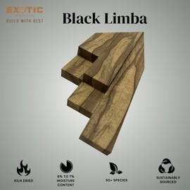 Exotic Wood Zone Pack of 5, Black Limba 3/4" Lumber Boards | Wood Cutting Blocks 3/4" x 2" x 42"