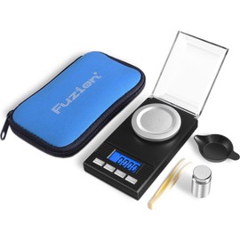 Fuzion Milligram Scale 50g/0.001g, Portable Jewelry Scale .001 Gram Accuracy, Mg Scale, Powder Scale, Microgram Scale, Milligram Scale for Powder with Tray/Tweezers/Calibration Weight