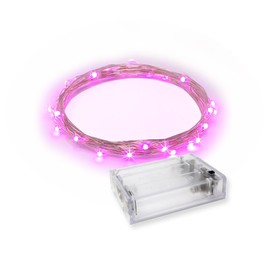RTGS 30 LEDs Pink Color String Lights Silver Wire Indoor and Outdoor 9.5 Feet Firefly Starry Fairy Lights Battery Powered for DIY, Christmas, Holidays, Party, Bedroom and Centerpieces