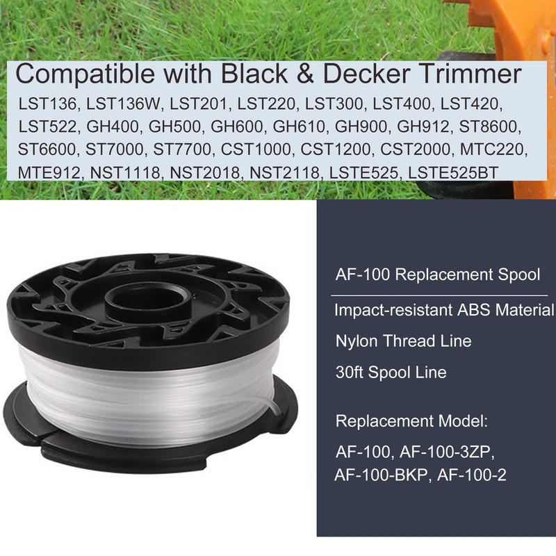 3-Pack AF-100 Replacement Spool Weed Eater Spool Compatible with Black+Decker