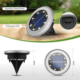 ALEGRE® 8 Stk Solar Bodenleuchten Aussen, Led Gartenbeleuchtung Solar Außen, Warmweiß Wasserdicht Boden Solarleuchten mit 8 LEDs, Led Solare Gartenleuchten, Solarlampen für Rasen Auffahrt Gehweg Patio