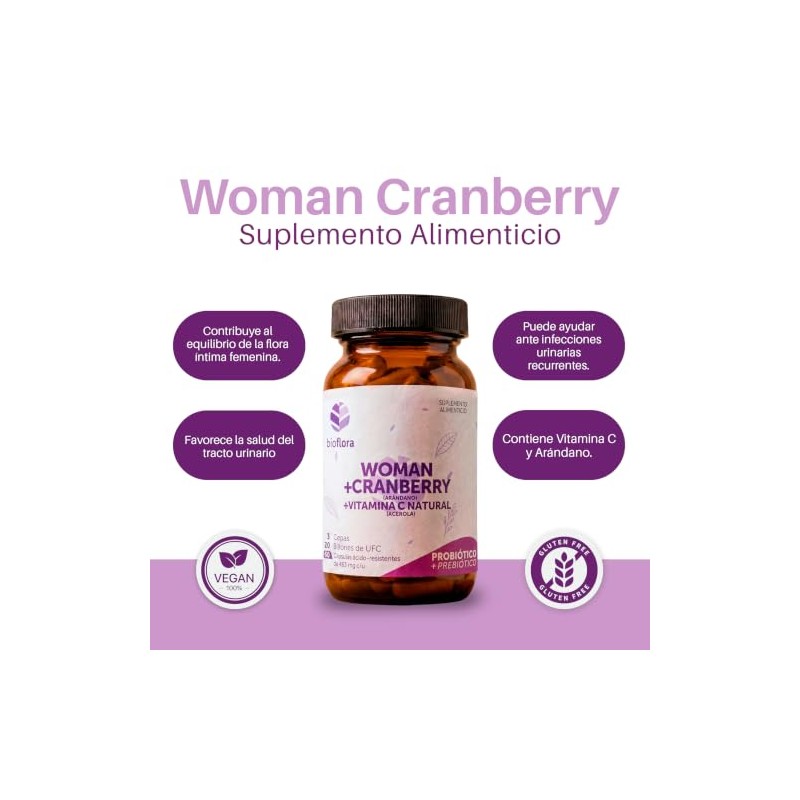 Probióticos Woman Arándano Vitamina C BIOFLORA Vegana
