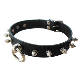 Premium Gothic BDSM Fetish Collar O with Rivets Leather Collar Killer Studs Black Bondage Accessories for Slaves and Sex Games Handmade