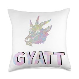 colorful goat head on gyatt Throw Pillow