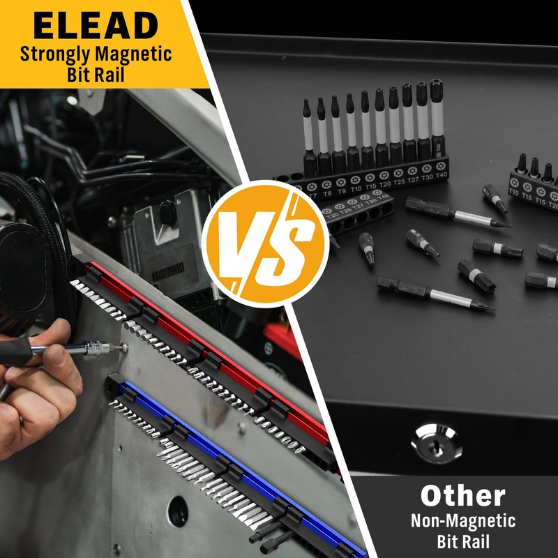 ELEAD 2PCS Magnetic Slidable Drill Bit Holder, 80 Holes Bit