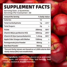 Brilhante Pomegranate, Beet Root & Apple Gummies – 60 Plant-Based Soft Chews for Body Management and Daily Vitality(Twin Pack