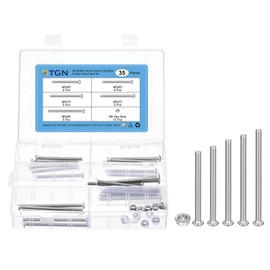 DTGN 35Pack M5(D) Button Head Socket Cap Screws Nuts Kit - 60/65/70/75/80mm(L) Hex Socket Cap Bolt Nut Assortment - 304 Stainless Steel Full Thread - Good for Machine