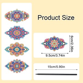 5pcs Diy Mandala Diamond Painting Hairclips,Diamond Art Craft Kit Wooden Hairpins for Women,Decorative Oval Hair Accessories for Fixed Hairstyles Gift Daily Wear. (Mandala-02)
