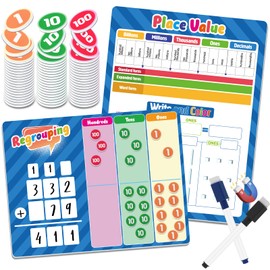 Place Value Magnetic Regrouping Base Ten, Addition and Subtraction Math Manipulatives, Classroom Must Haves for 1st 2nd 3rd Grader, Math Tutoring Supplies for Classroom Homeschool Small Group